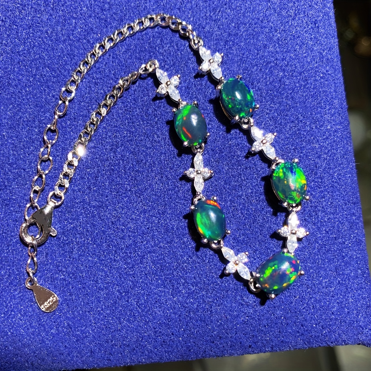 Women's Genuine Natural Opal Bracelet in S925 Silver